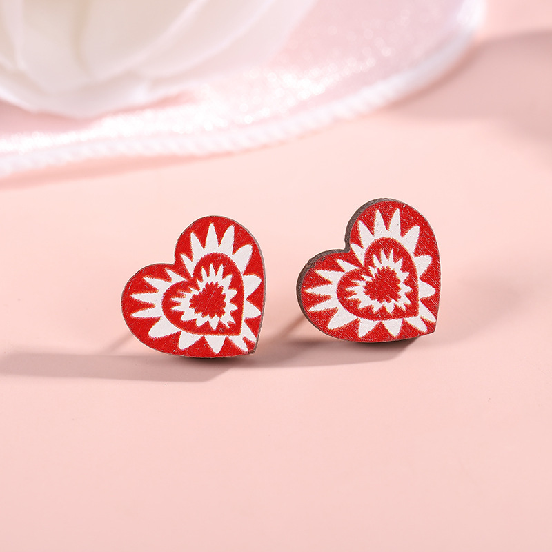 6 Pairs Women's Fashion Cartoon Bear & Rose Stud Earrings